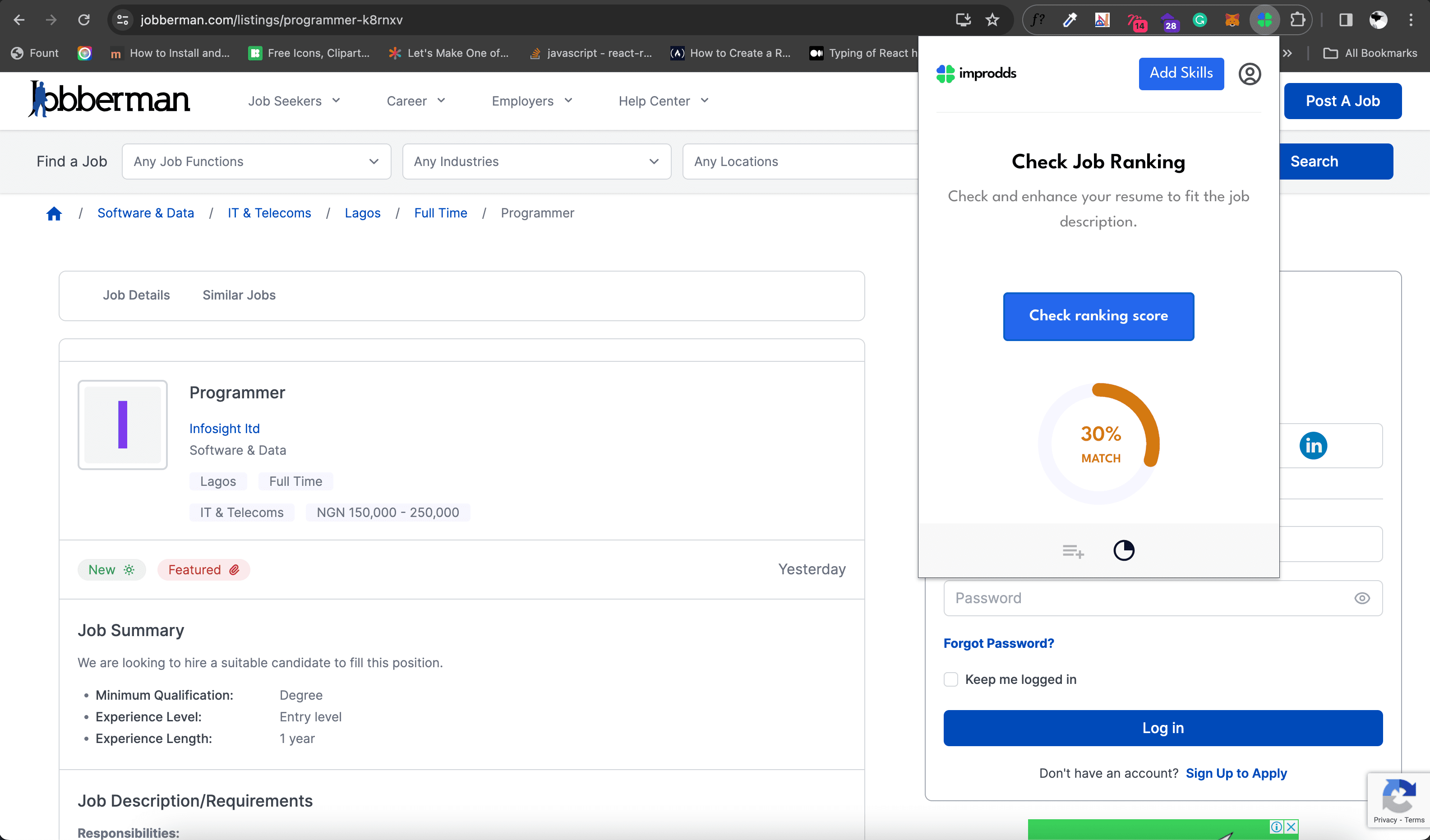 Improdds Chrome extension