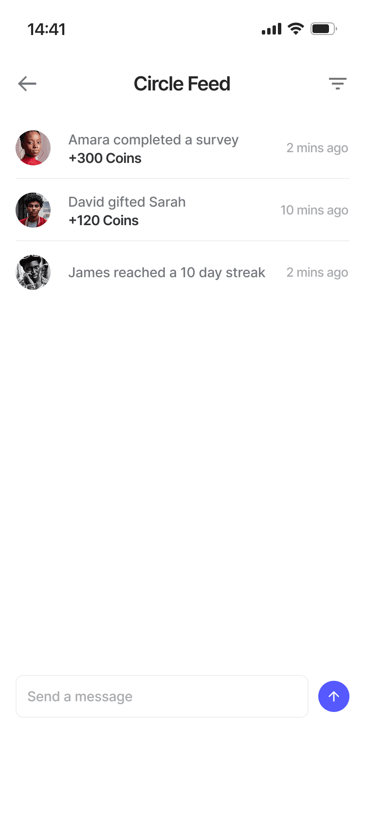 Circle feed — community activity